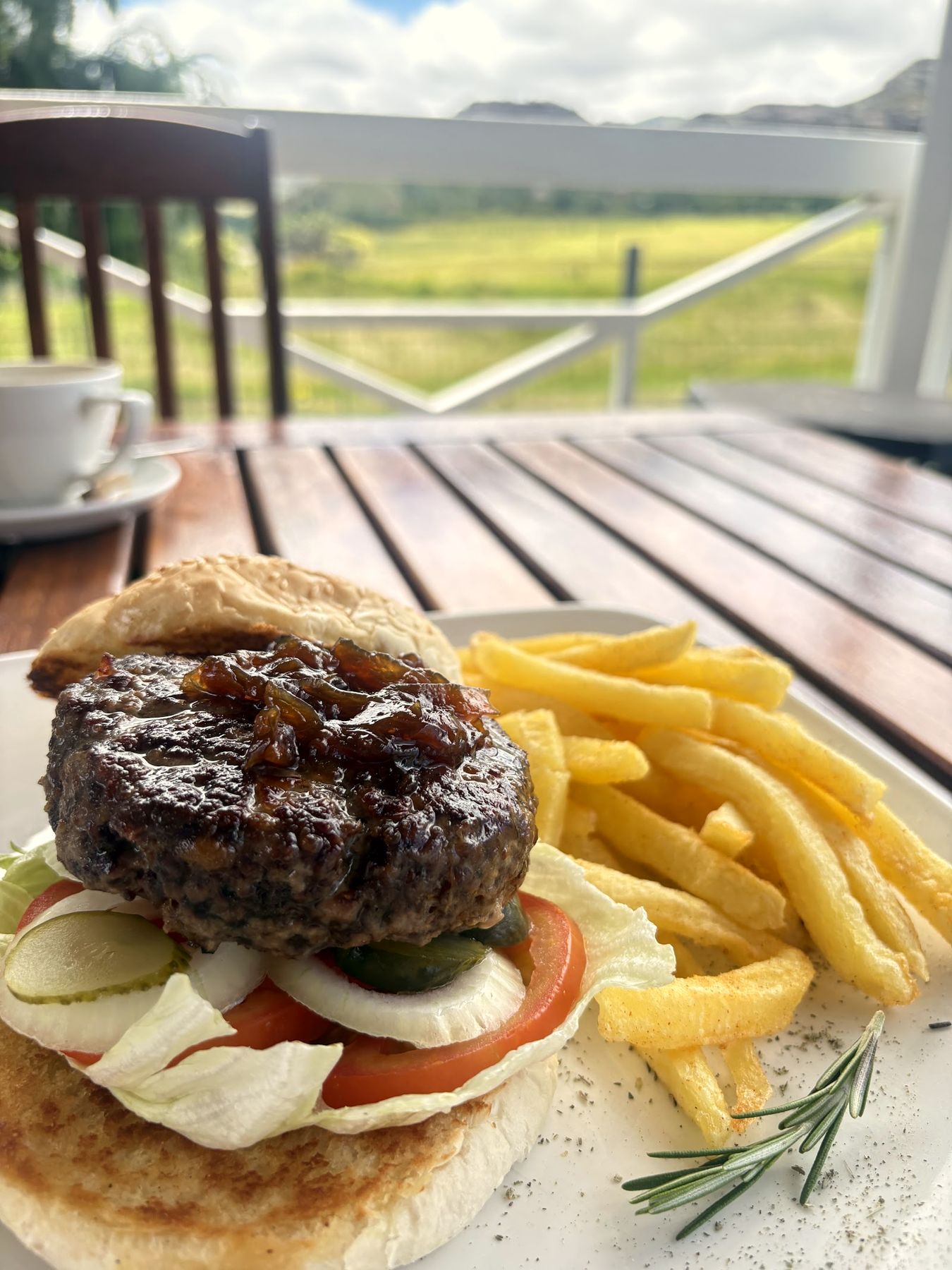 Burger and chips